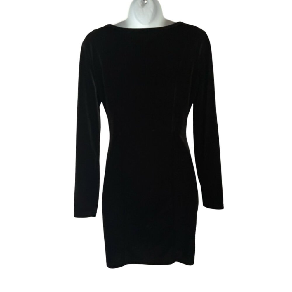 Sz.M*Unbranded*Black Velvet Long-Sleeve Mini Dress - Picture 4 of 6